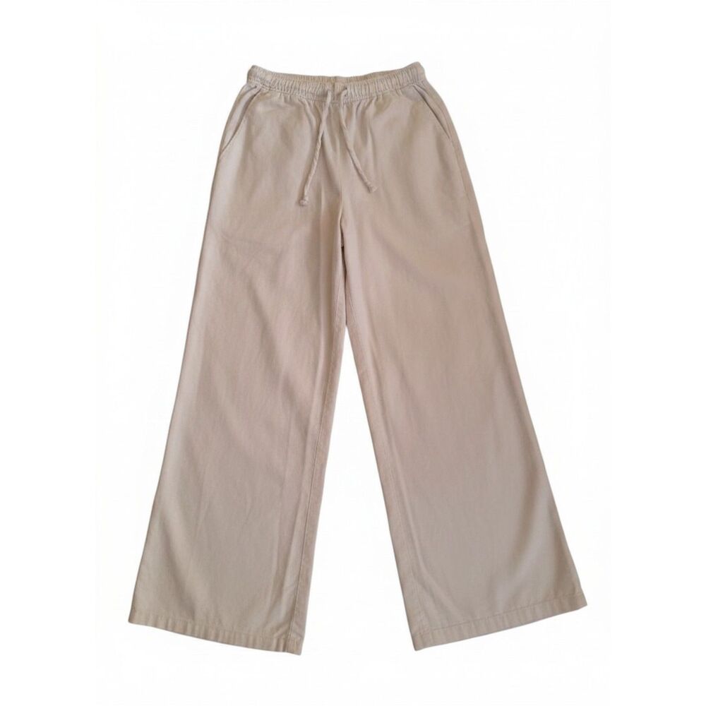 Subdued white 100% cotton fine-welt corduroy wide-leg pants made in Italy